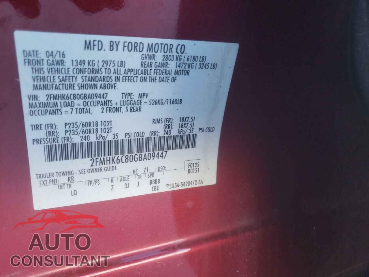 FORD FLEX 2016 - 2FMHK6C80GBA09447