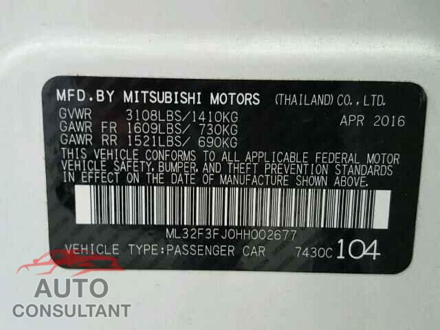 MITSUBISHI MIRAGE 2017 - ML32F3FJ0HH002677