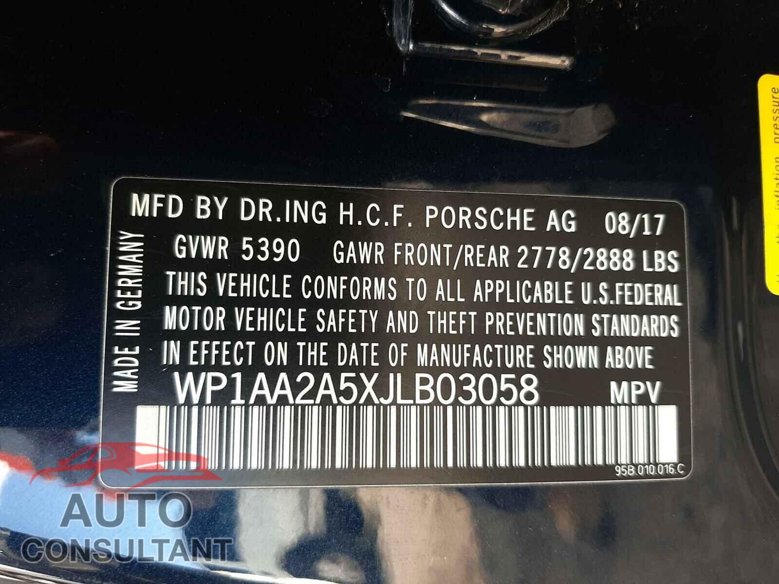 PORSCHE MACAN 2018 - WP1AA2A5XJLB03058