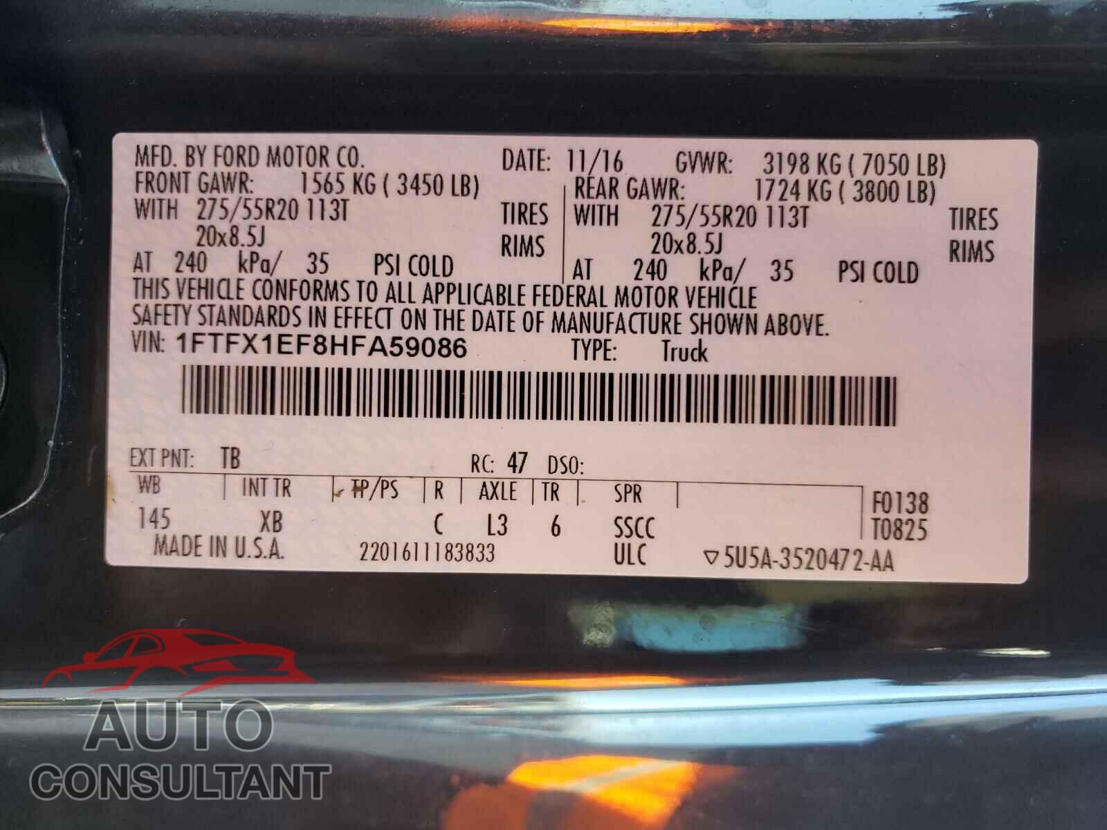 FORD F150 2017 - 1FTFX1EF8HFA59086
