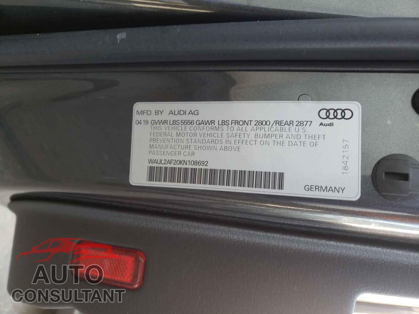 AUDI A6 2019 - WAUL2AF20KN108692