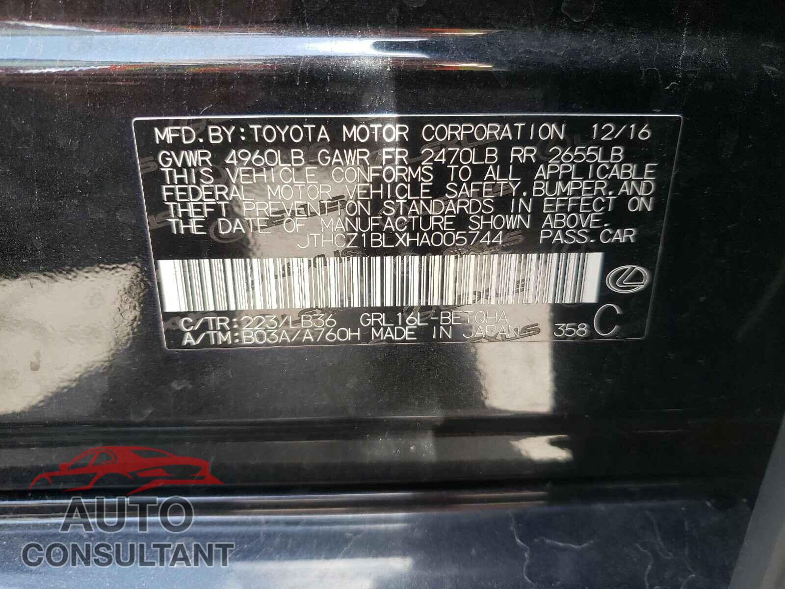 LEXUS GS350 2017 - JTHCZ1BLXHA005744