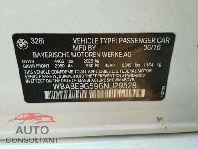 BMW 3 SERIES 2016 - WBA8E9G59GNU29528