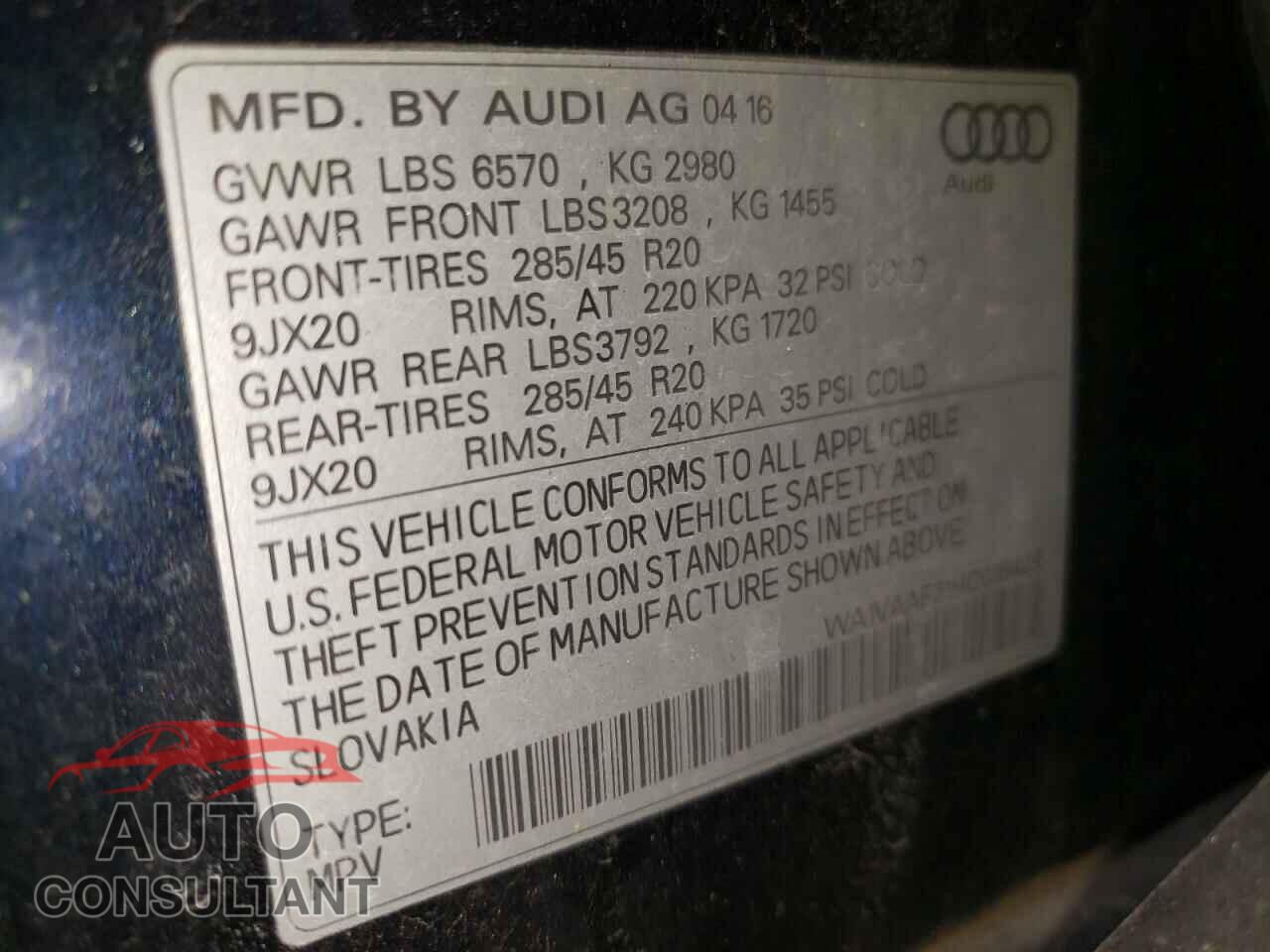 AUDI Q7 2017 - WA1VAAF71HD016428