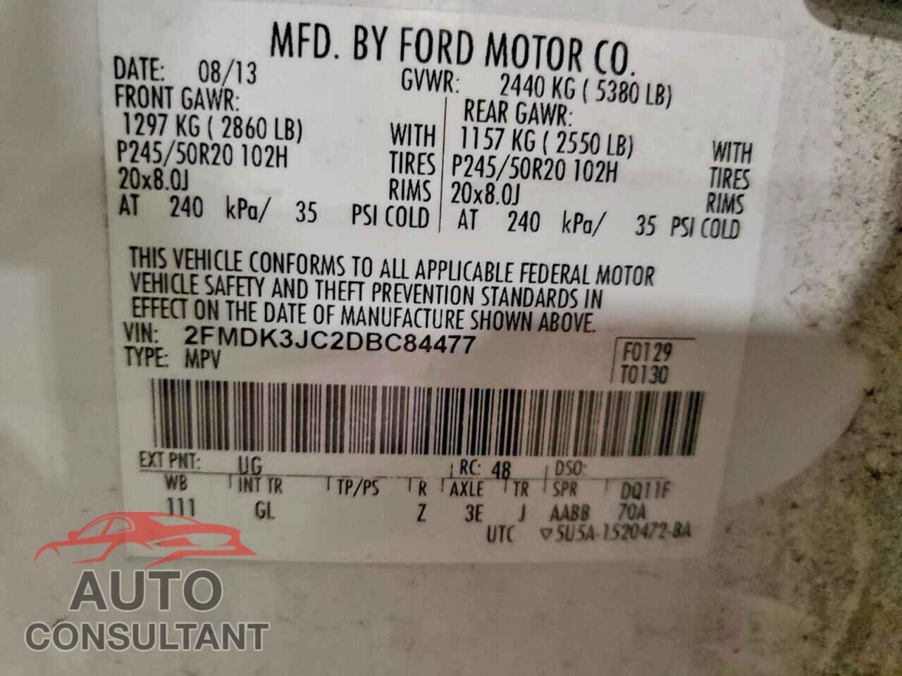 FORD EDGE 2013 - 2FMDK3JC2DBC84477