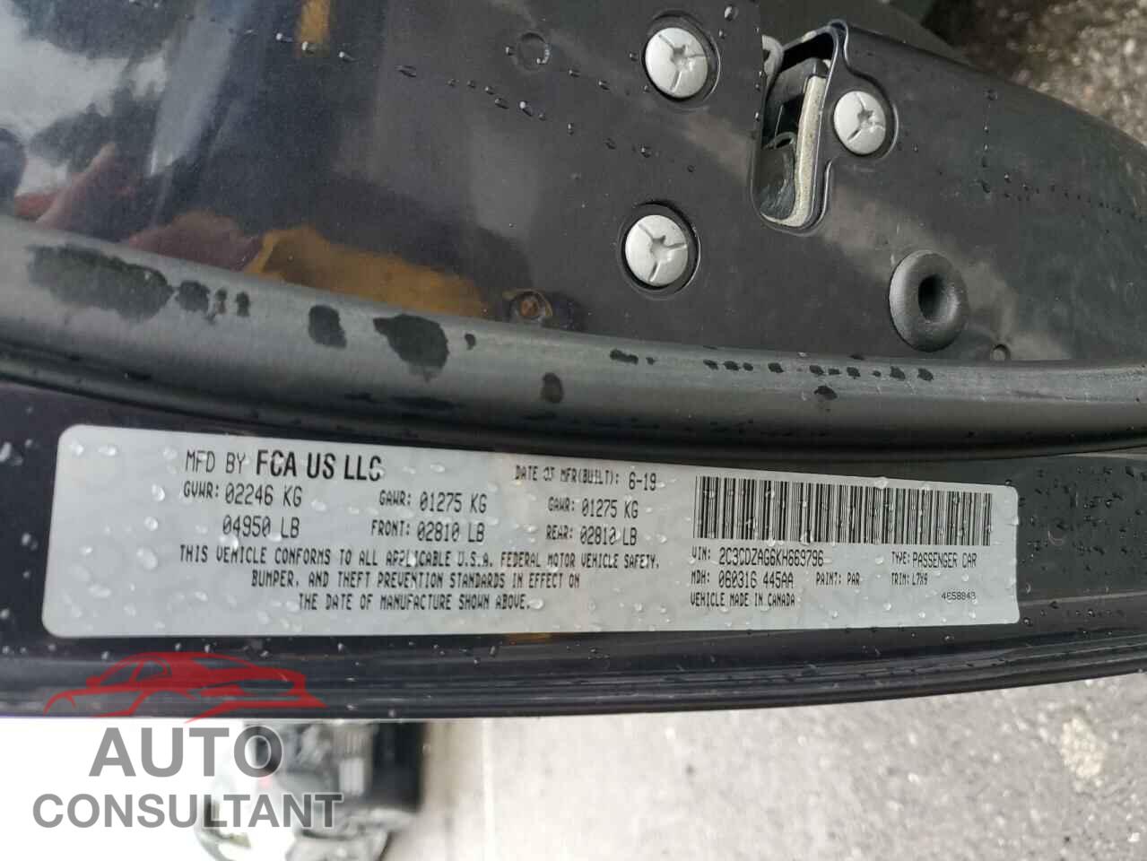 DODGE CHALLENGER 2019 - 2C3CDZAG6KH669796