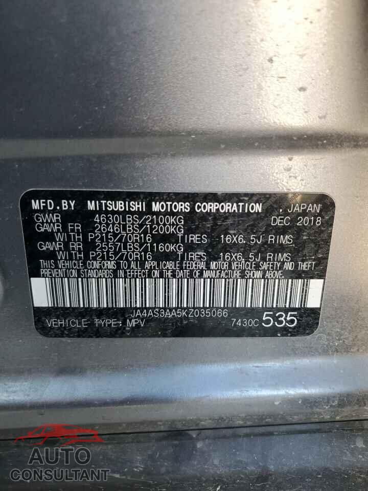 MITSUBISHI ECLIPSE 2019 - JA4AS3AA5KZ035066
