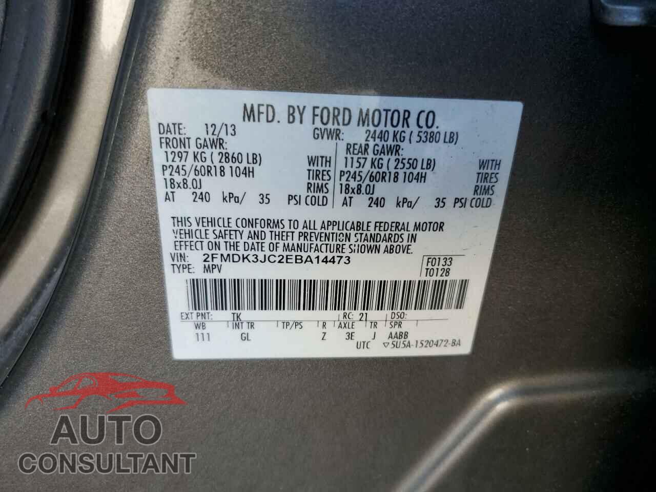 FORD EDGE 2014 - 2FMDK3JC2EBA14473