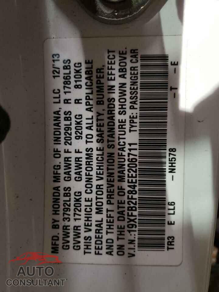 HONDA CIVIC 2014 - 19XFB2F84EE206711