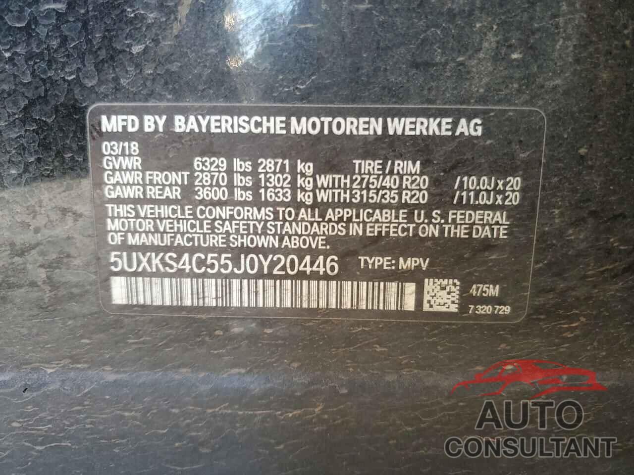 BMW X5 2018 - 5UXKS4C55J0Y20446