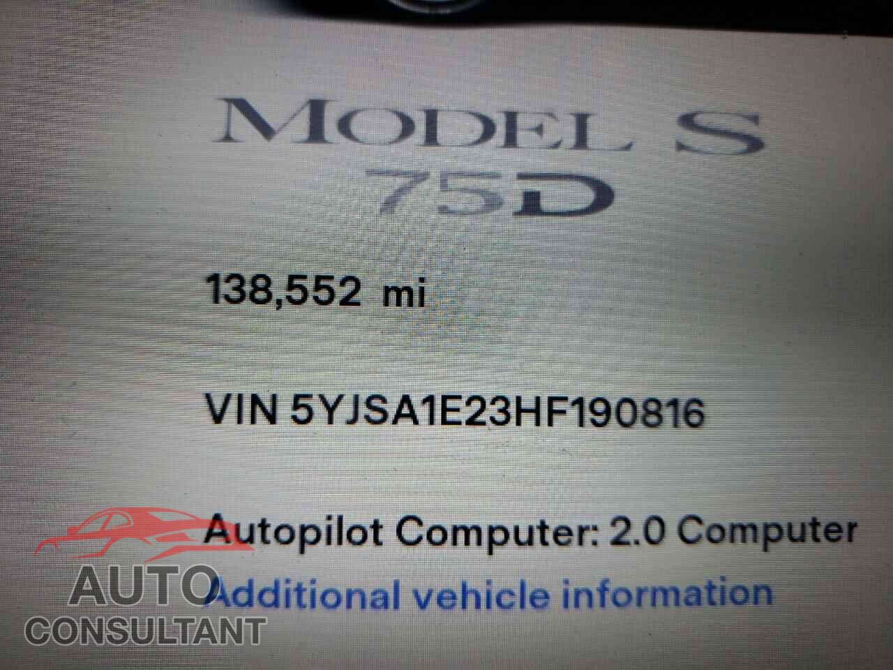TESLA MODEL S 2017 - 5YJSA1E23HF190816