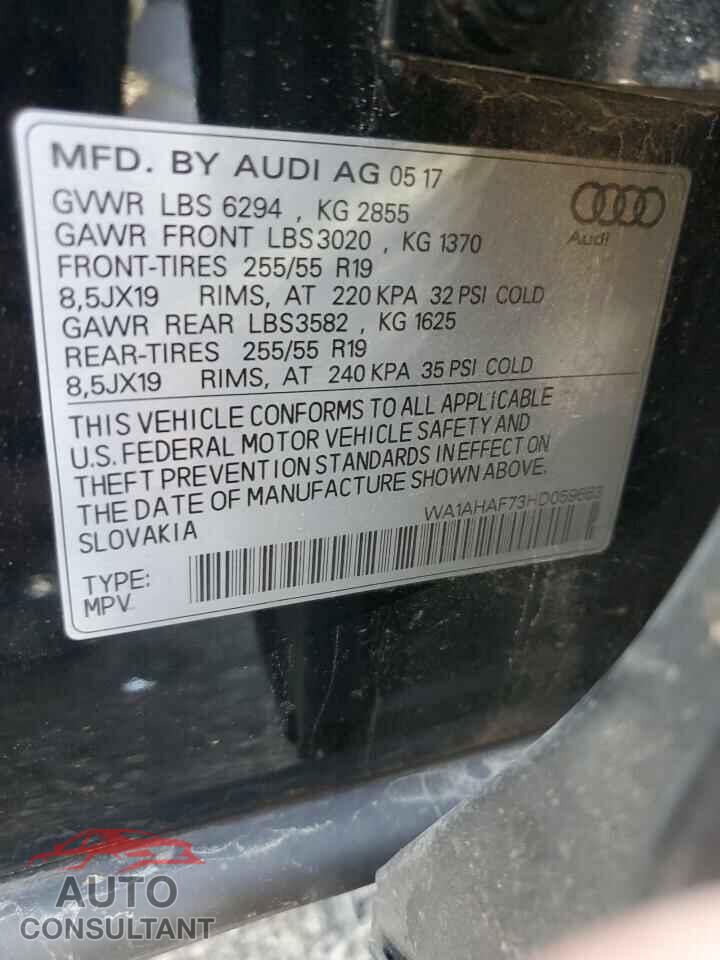 AUDI Q7 2017 - WA1AHAF73HD059663