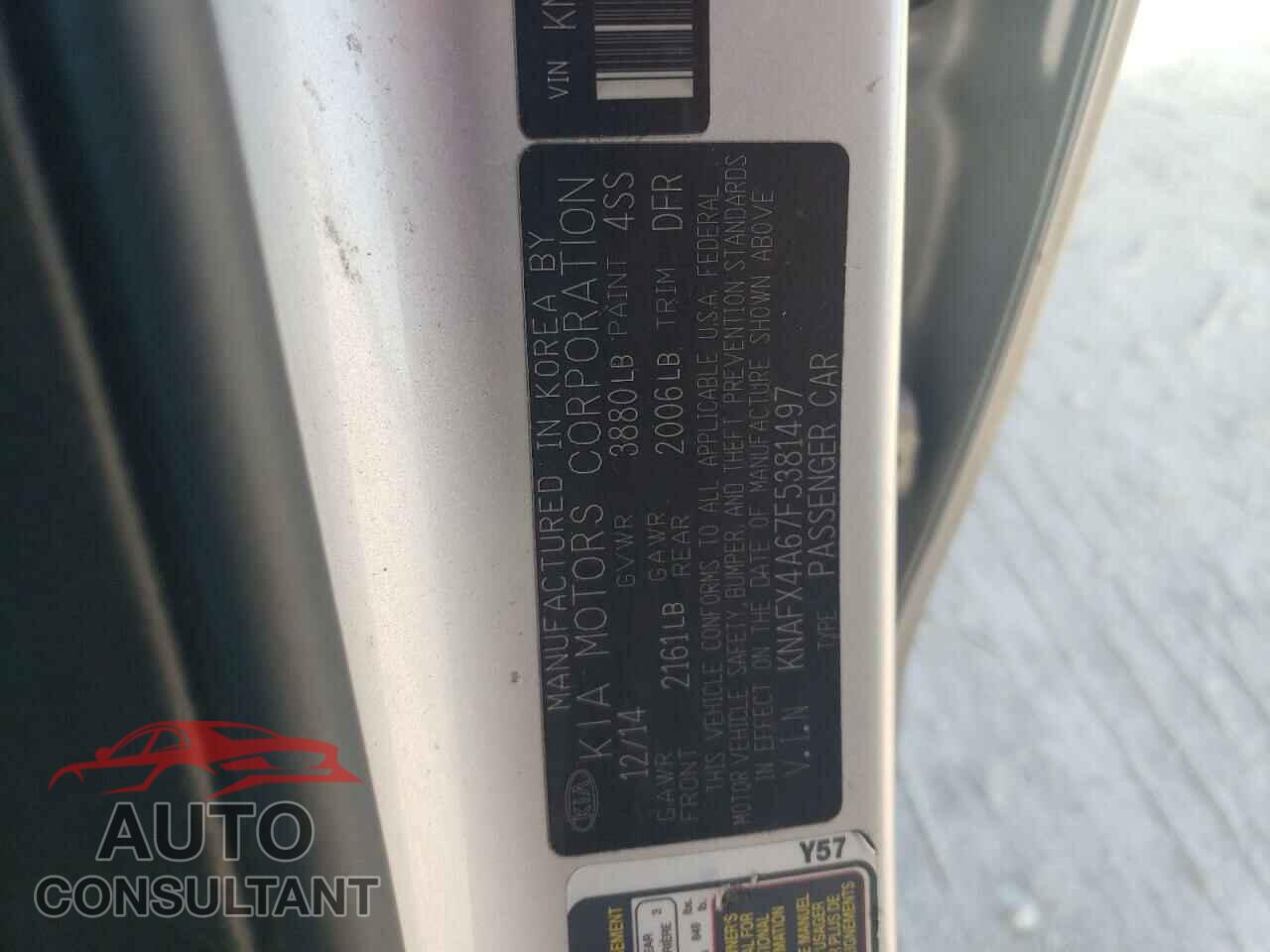 KIA FORTE 2015 - KNAFX4A67F5381497