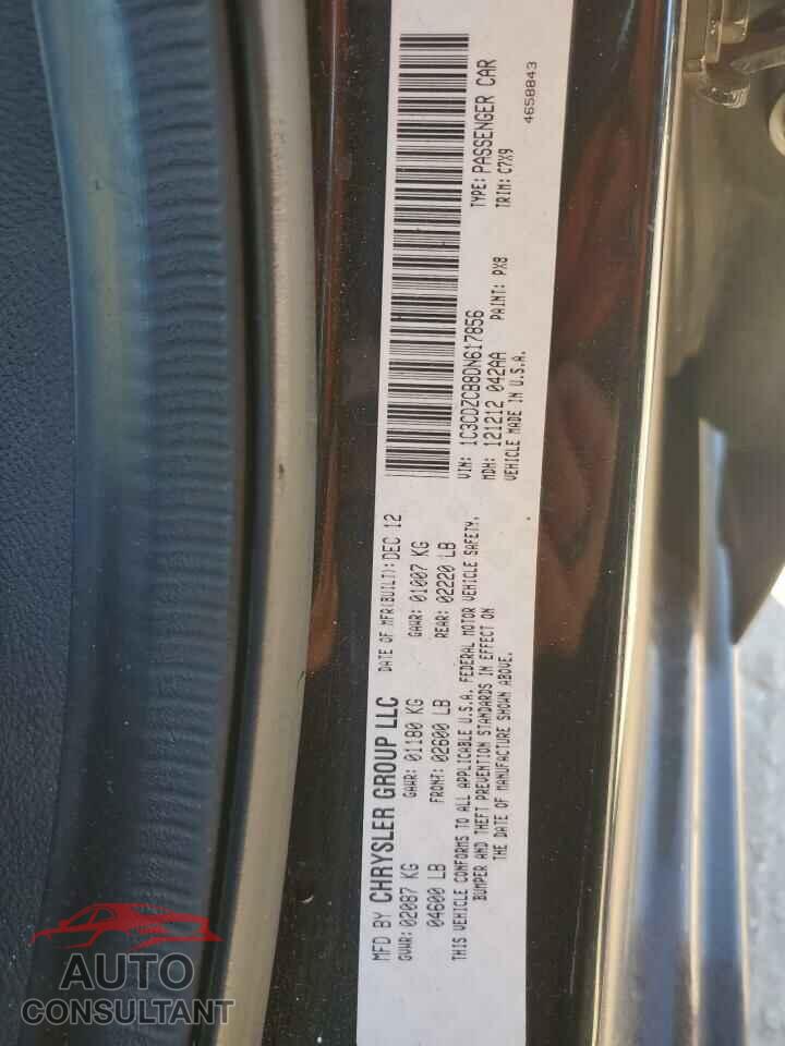 DODGE AVENGER 2013 - 1C3CDZCB8DN617856
