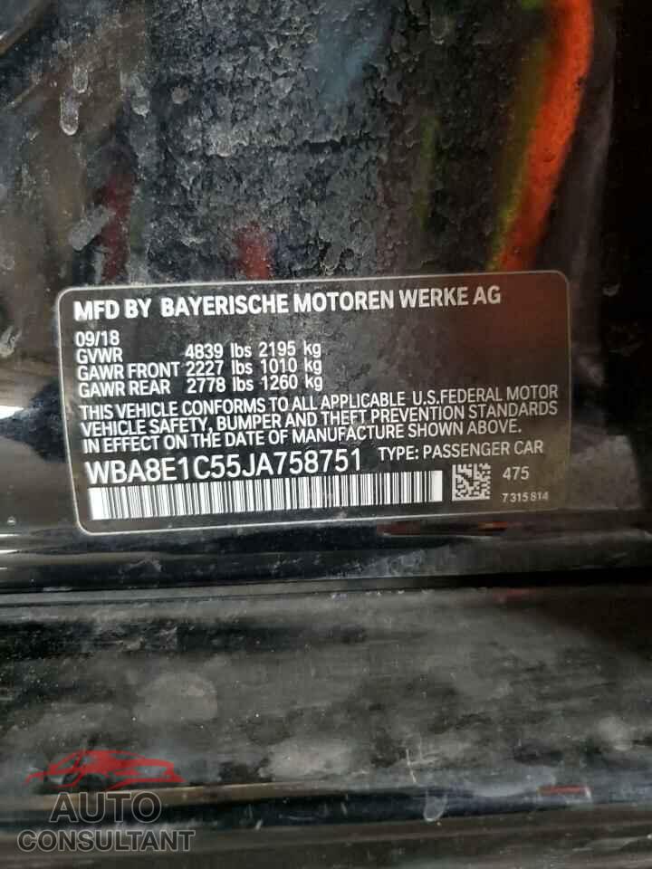 BMW 3 SERIES 2018 - WBA8E1C55JA758751