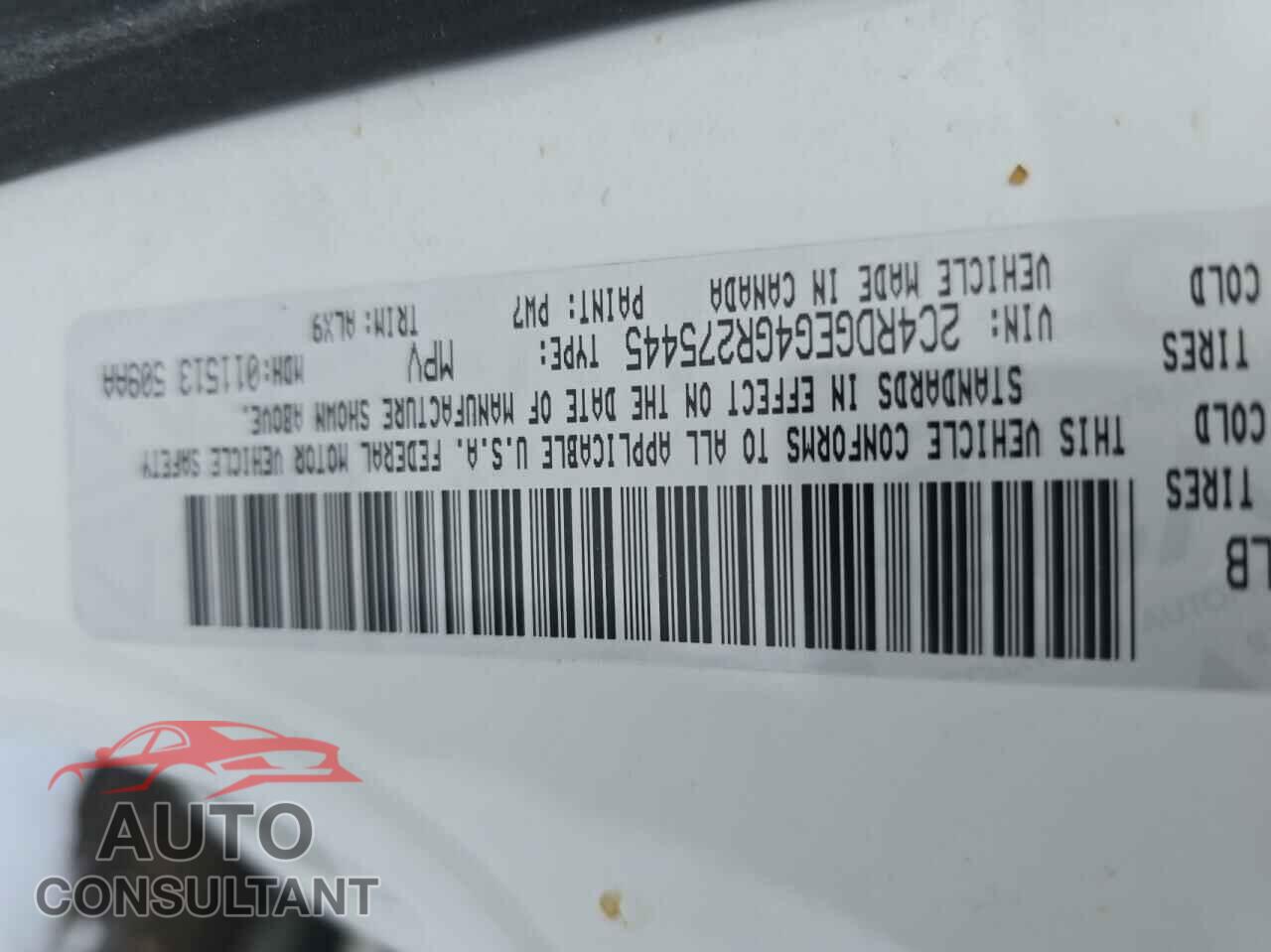 DODGE CARAVAN 2016 - 2C4RDGEG4GR275445