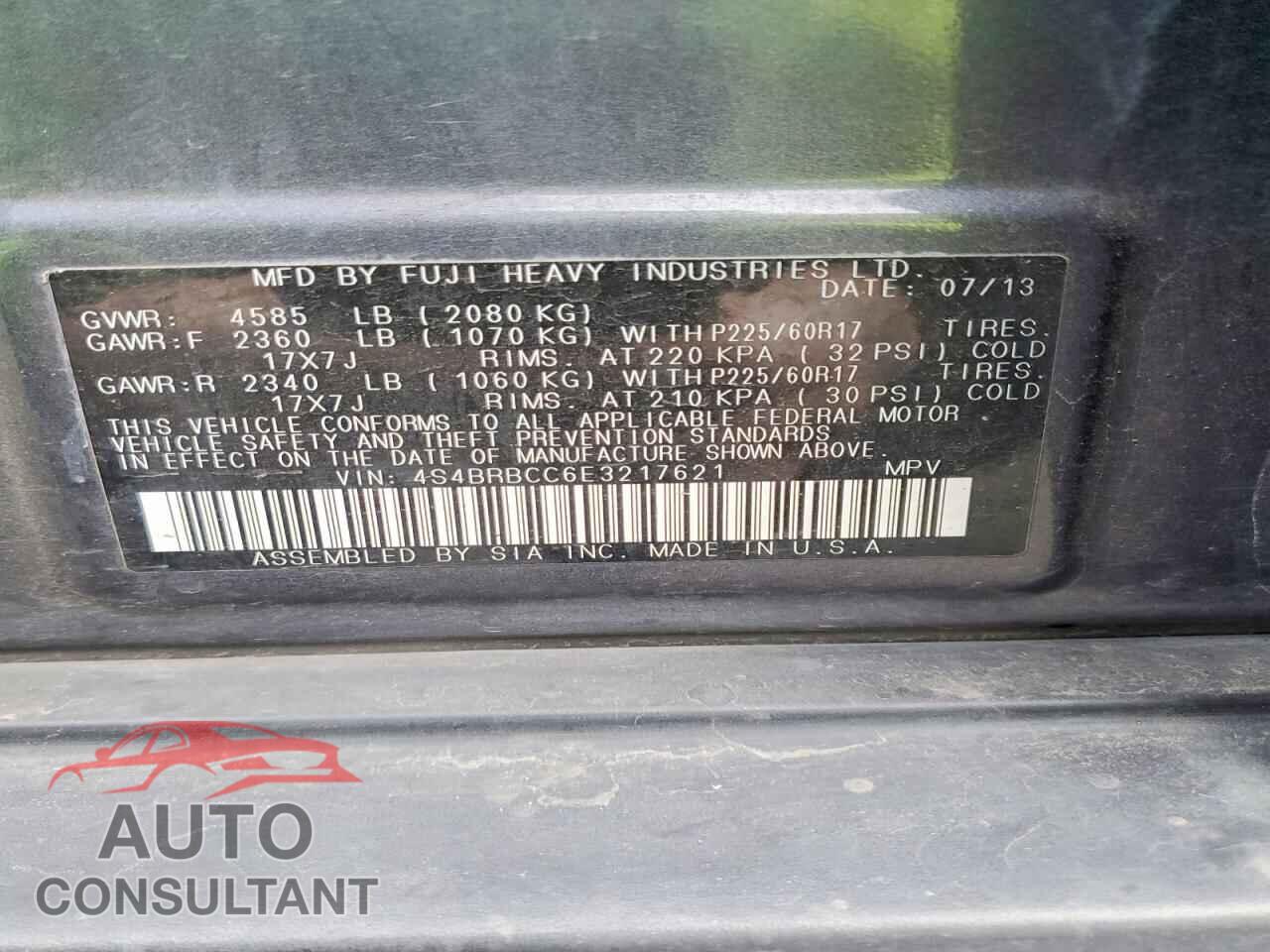 SUBARU OUTBACK 2014 - 4S4BRBCC6E3217621