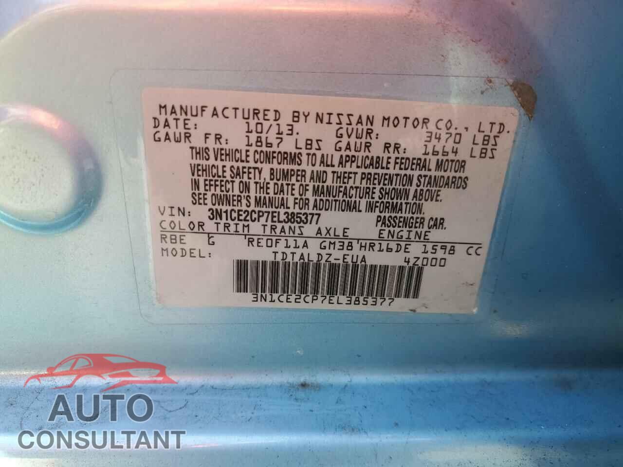 NISSAN VERSA 2014 - 3N1CE2CP7EL385377