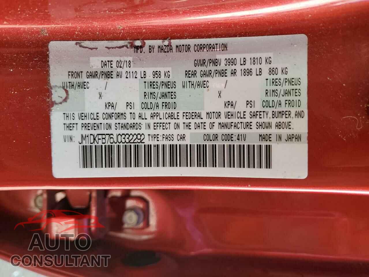 MAZDA CX-3 2018 - JM1DKFB76J0332292