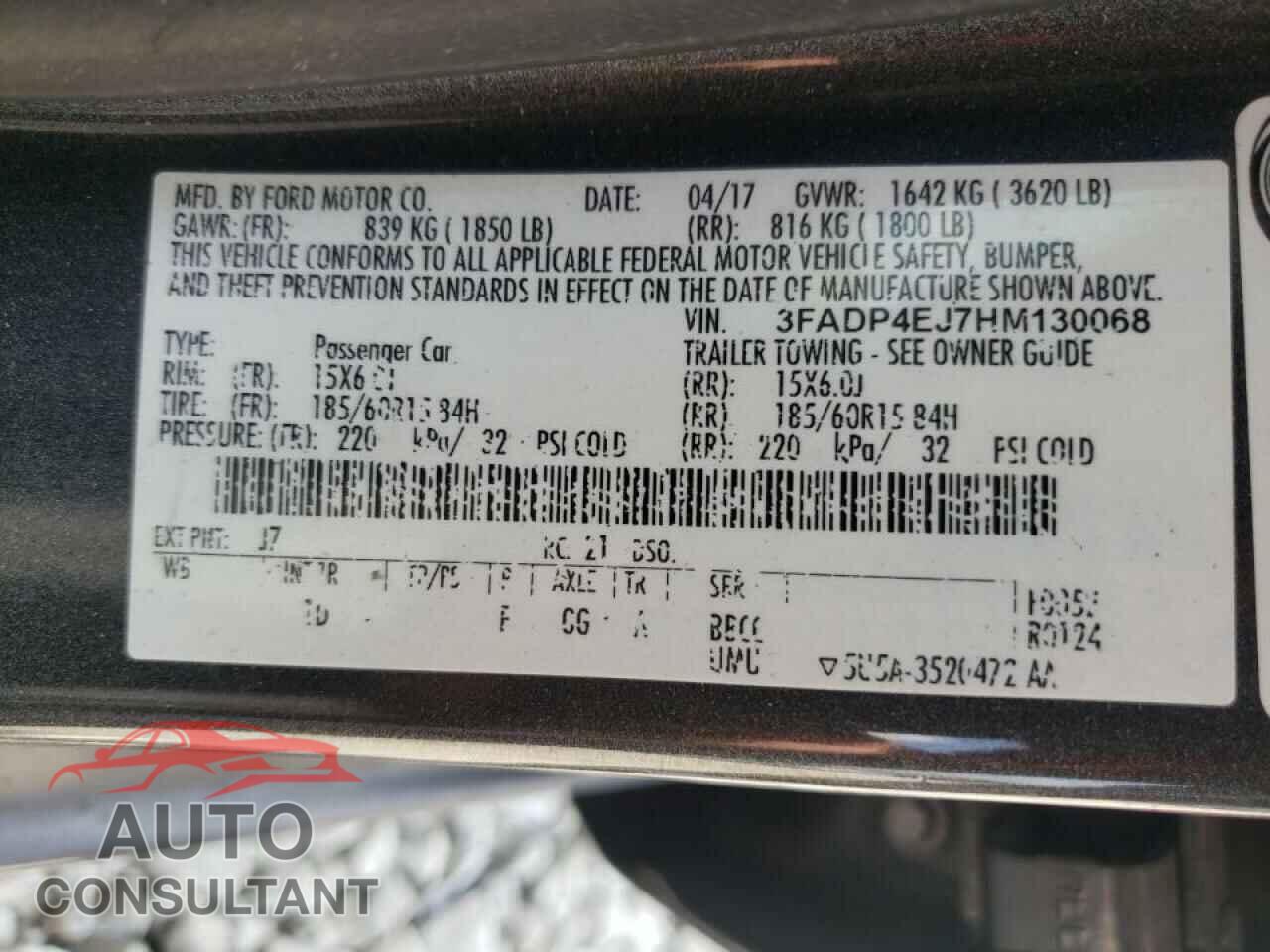 FORD FIESTA 2017 - 3FADP4EJ7HM130068