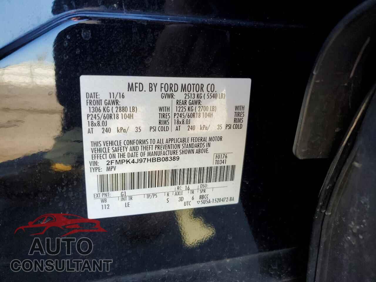 FORD EDGE 2017 - 2FMPK4J97HBB08389