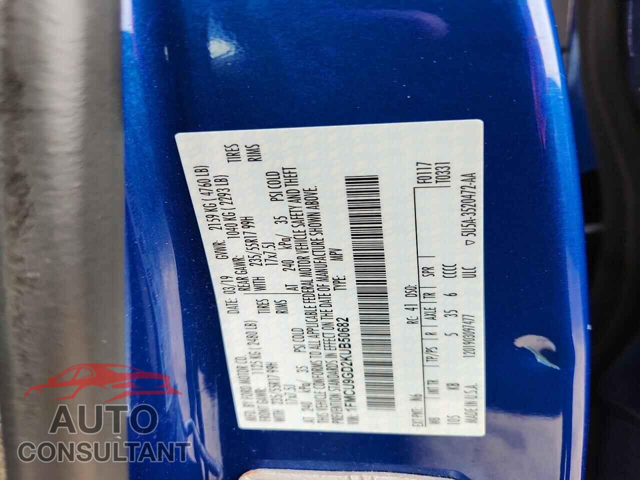 FORD ESCAPE 2019 - 1FMCU9GD2KUB50682
