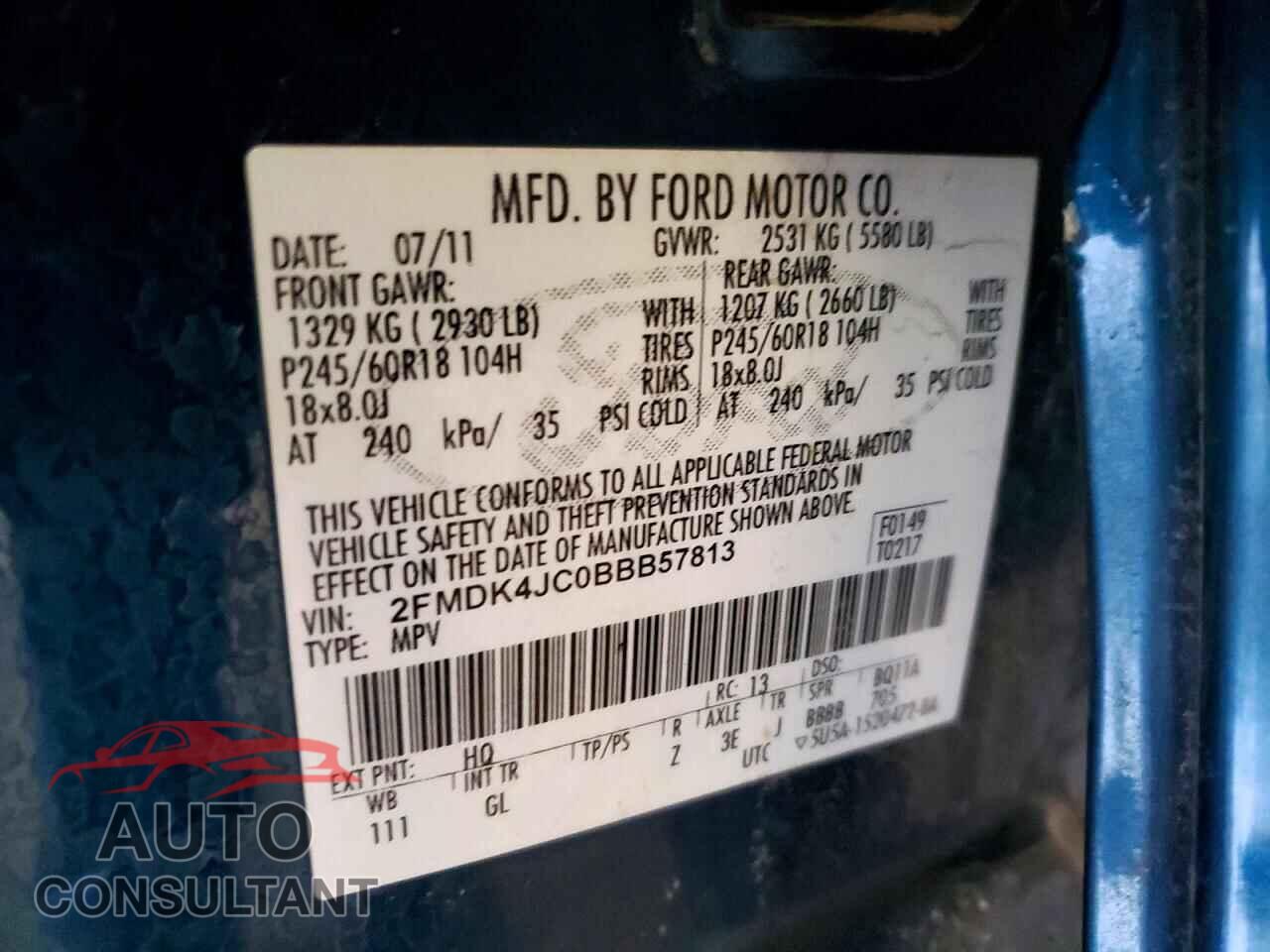 FORD EDGE 2011 - 2FMDK4JC0BBB57813