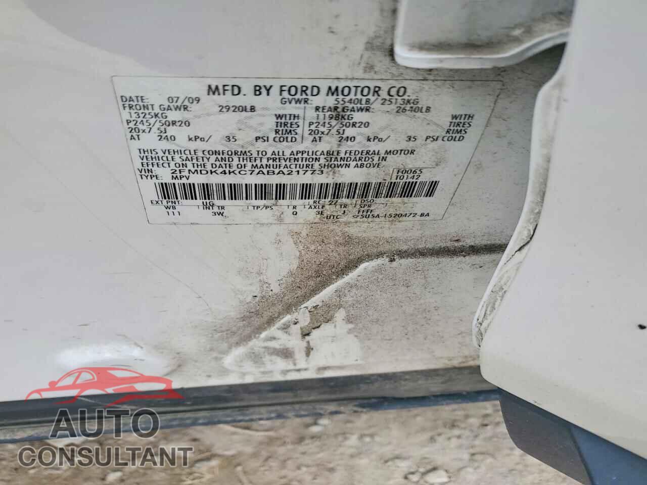FORD EDGE 2010 - 2FMDK4KC7ABA21773