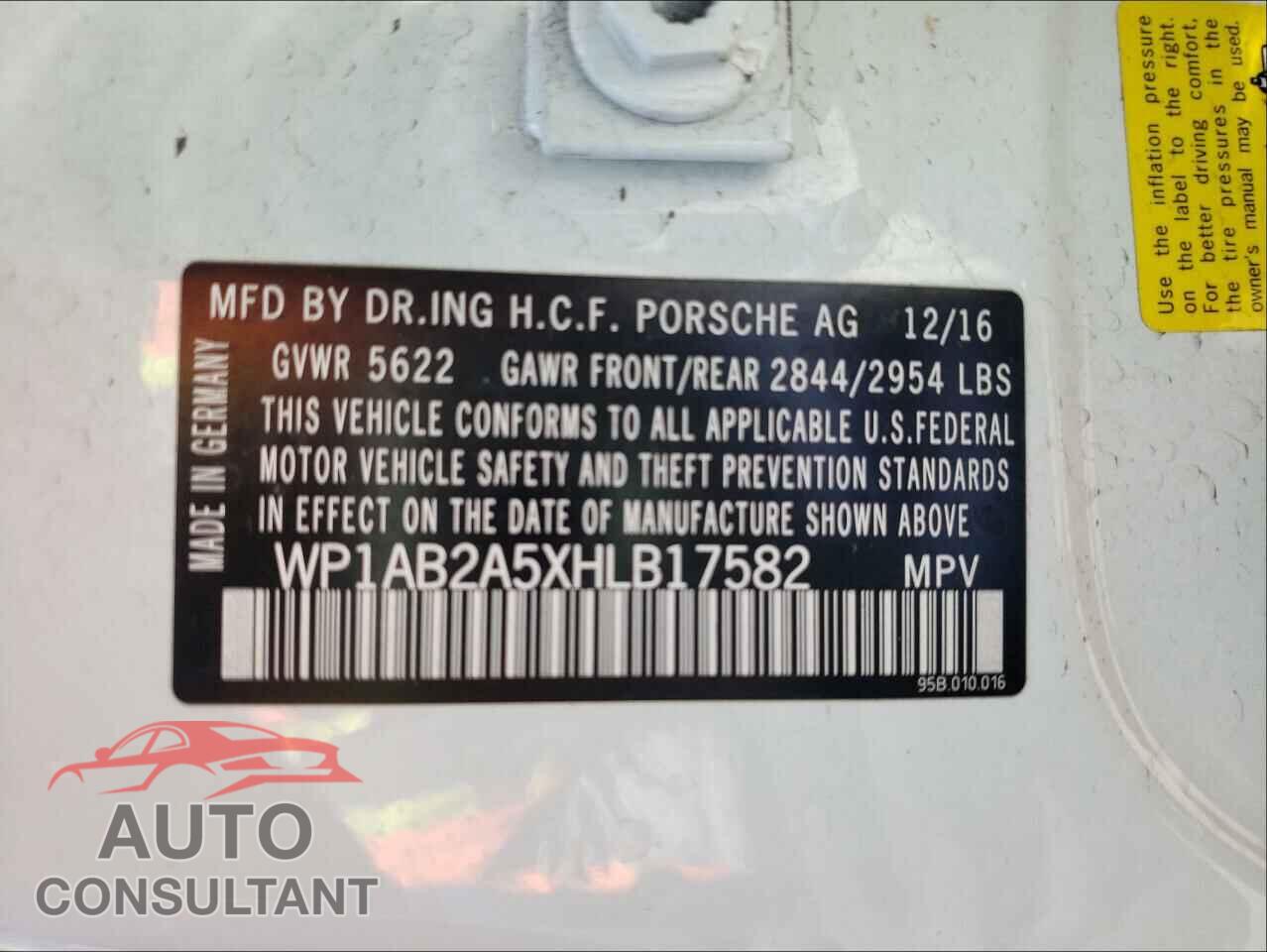 PORSCHE MACAN 2017 - WP1AB2A5XHLB17582