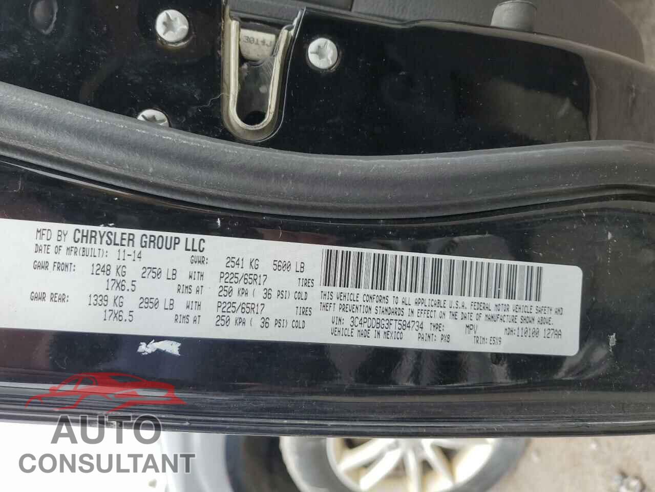 DODGE JOURNEY 2015 - 3C4PDDBG3FT584734