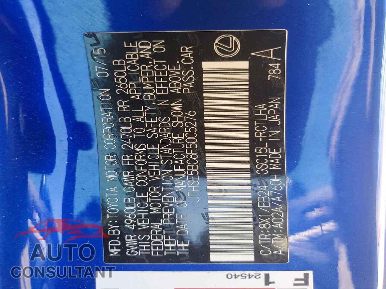 LEXUS RX350 2015 - JTHSE5BC8F5005276