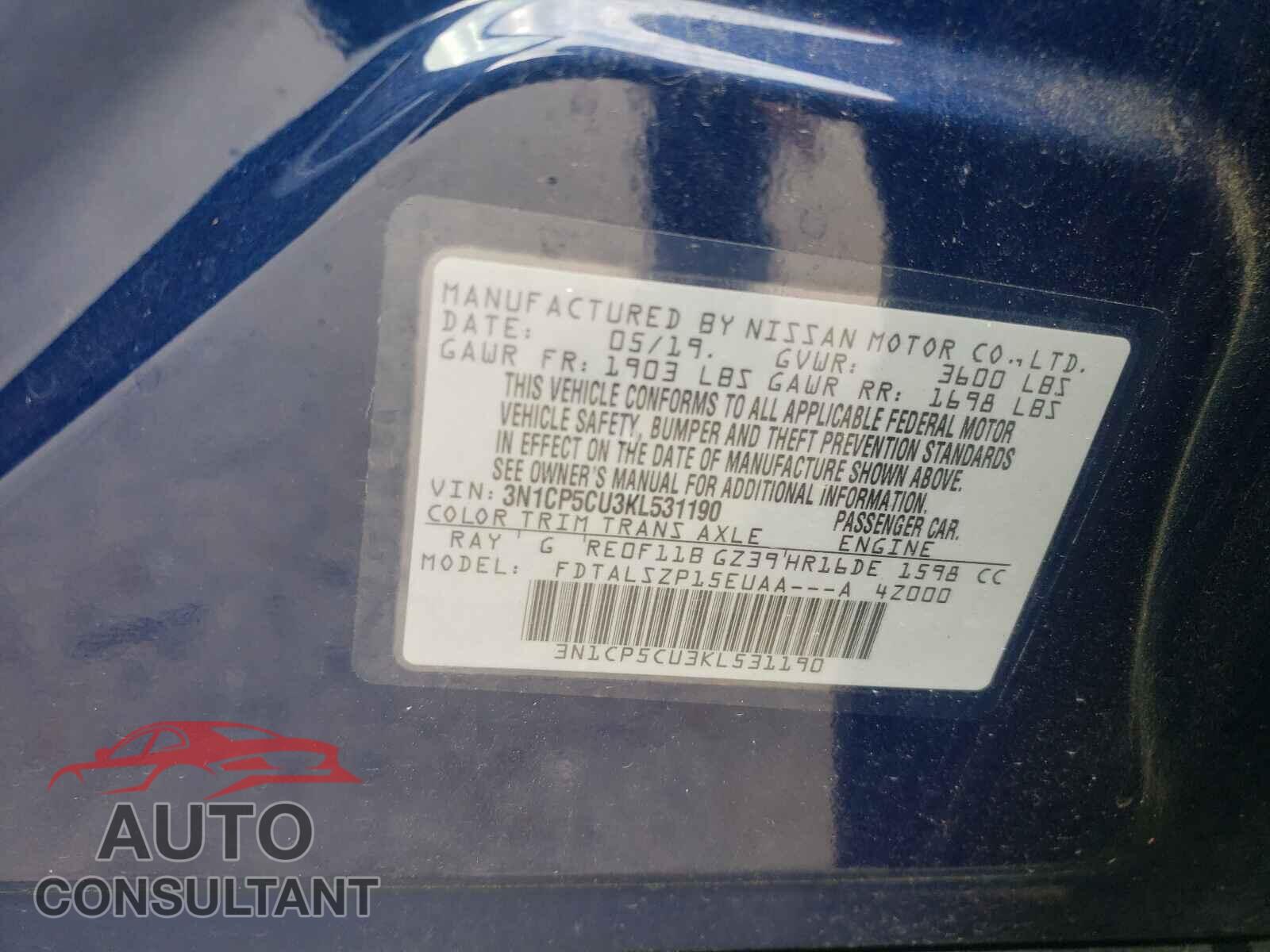 NISSAN KICKS 2019 - 3N1CP5CU3KL531190