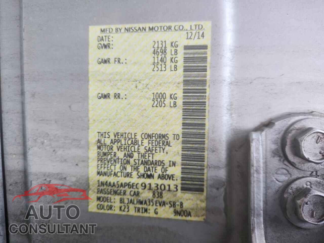 NISSAN MAXIMA 2014 - 1N4AA5AP6EC913013