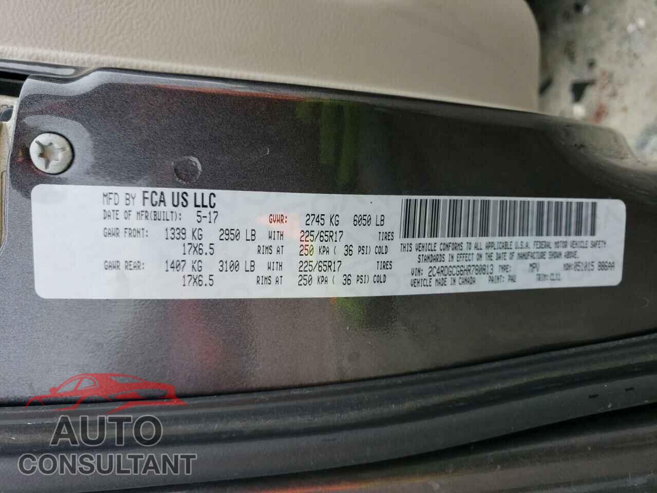 DODGE CARAVAN 2017 - 2C4RDGCG6HR780813