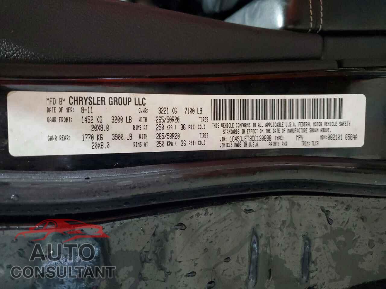 DODGE DURANGO 2012 - 1C4SDJET9CC130688