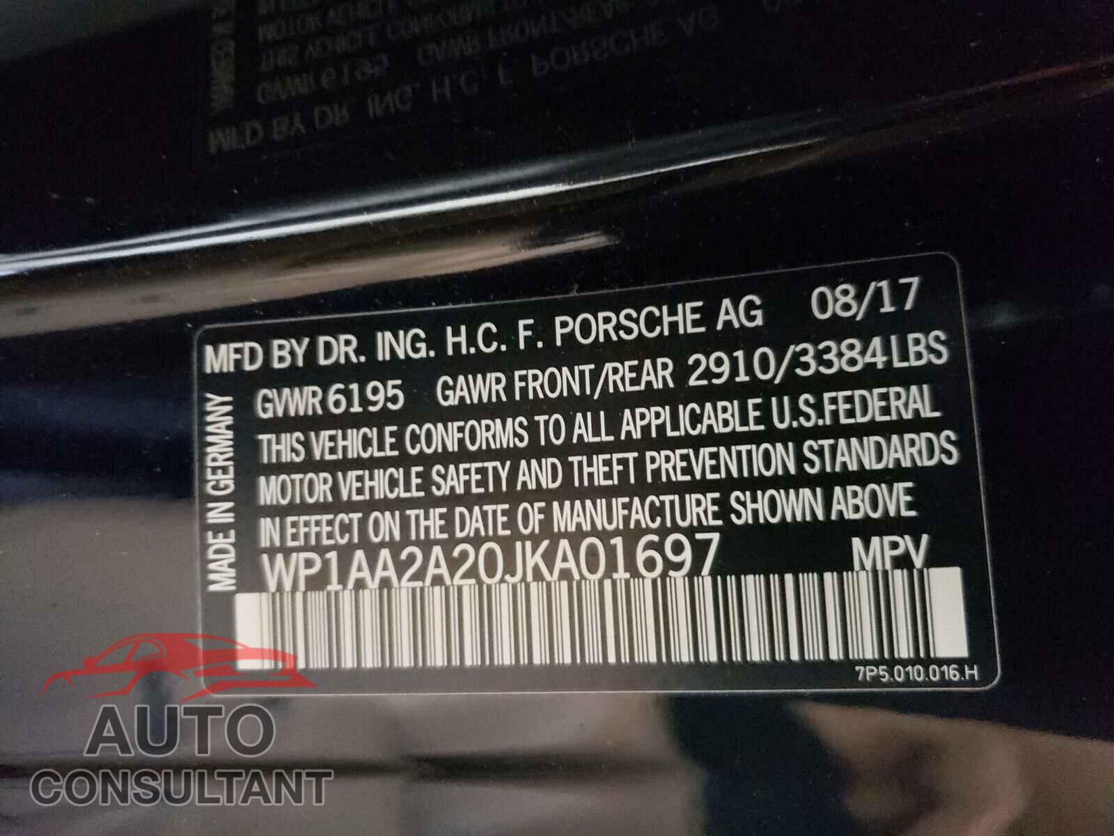 PORSCHE CAYENNE 2018 - WP1AA2A20JKA01697