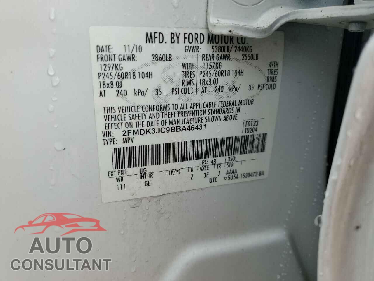 FORD EDGE 2011 - 2FMDK3JC9BBA46431
