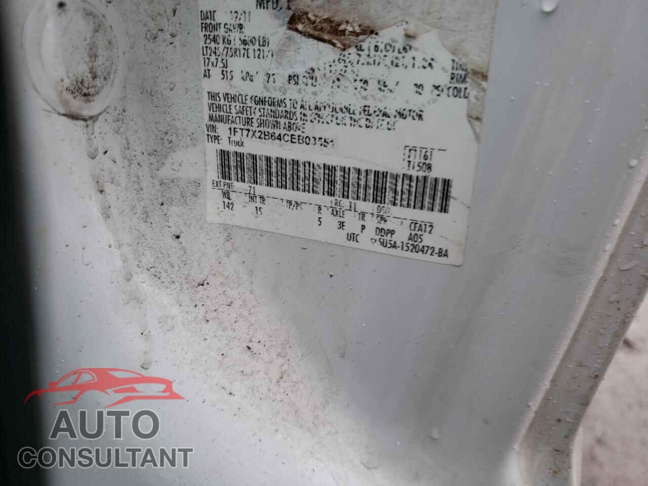 FORD F250 2012 - 1FT7X2B64CEB03551