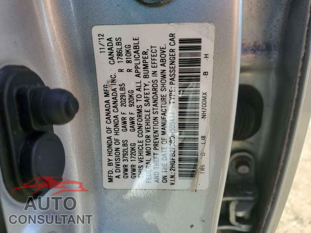 HONDA CIVIC 2013 - 2HGFB2F98DH505437