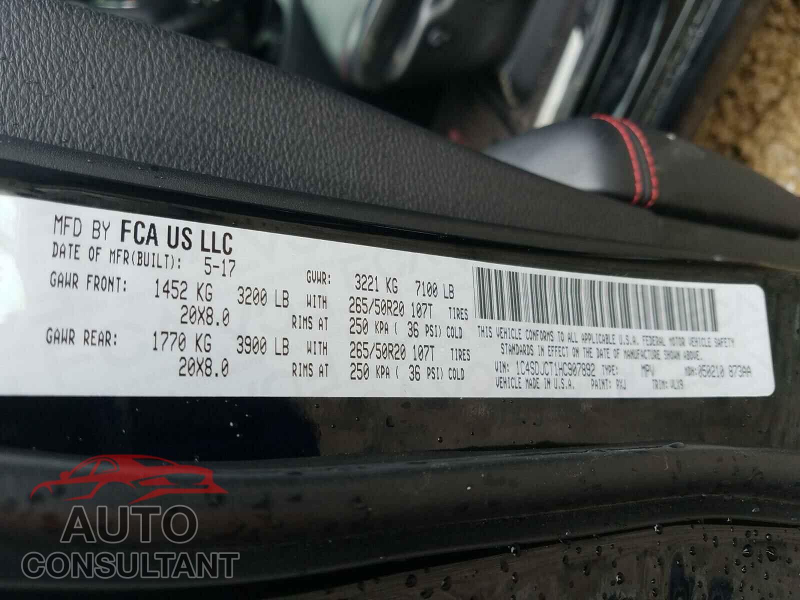 DODGE DURANGO 2017 - 1C4SDJCT1HC907892