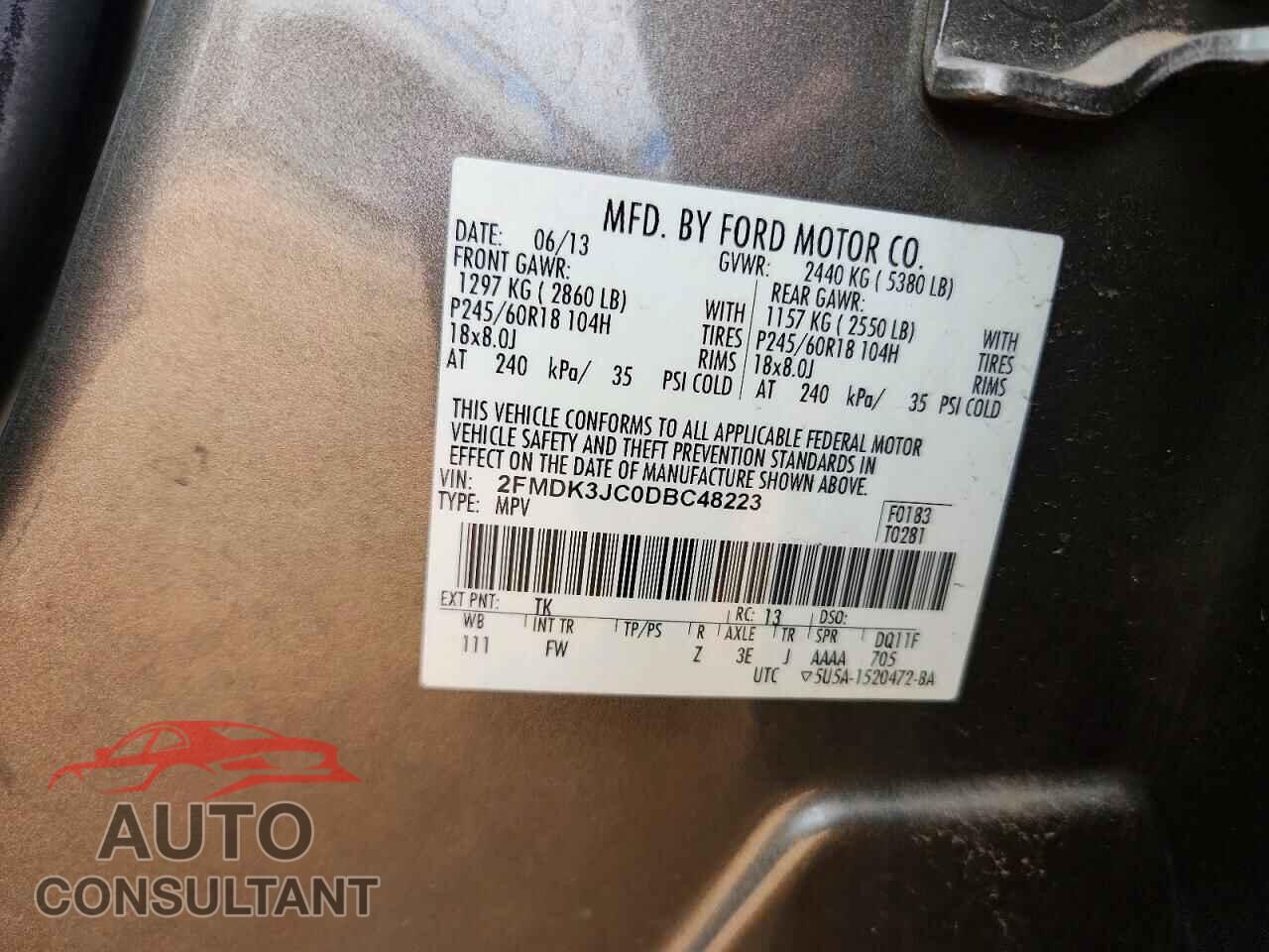 FORD EDGE 2013 - 2FMDK3JC0DBC48223