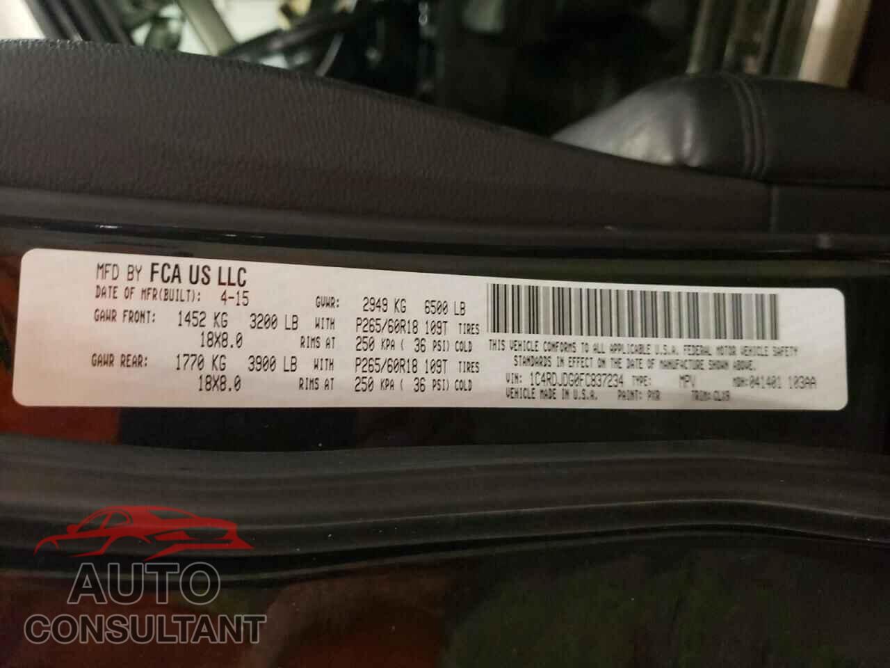 DODGE DURANGO 2015 - 1C4RDJDG0FC837234