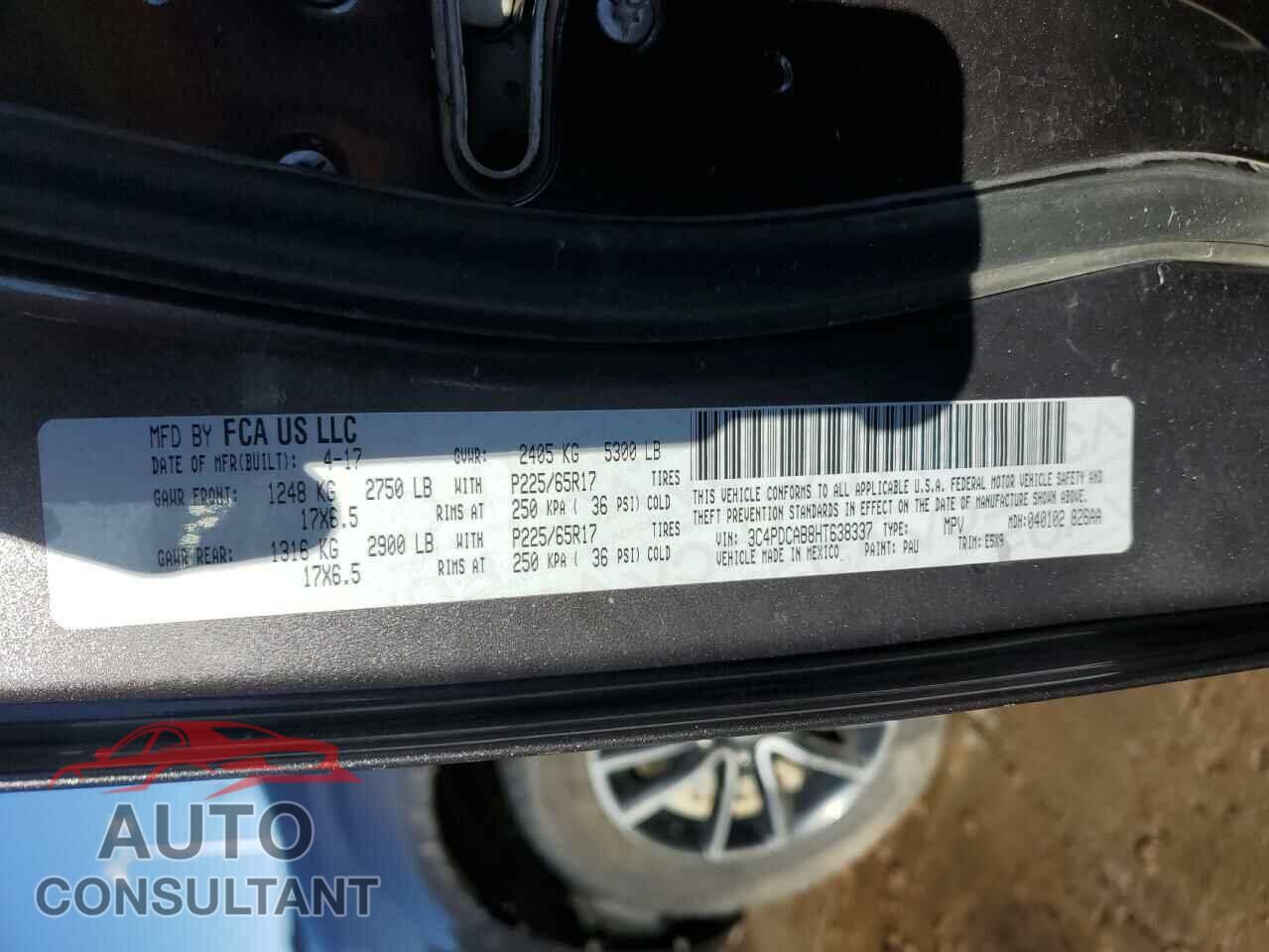 DODGE JOURNEY 2017 - 3C4PDCAB8HT638337
