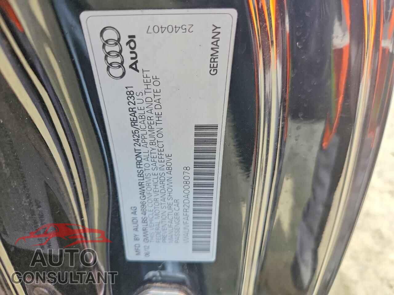 AUDI A5 2013 - WAUVFAFR2DA008078