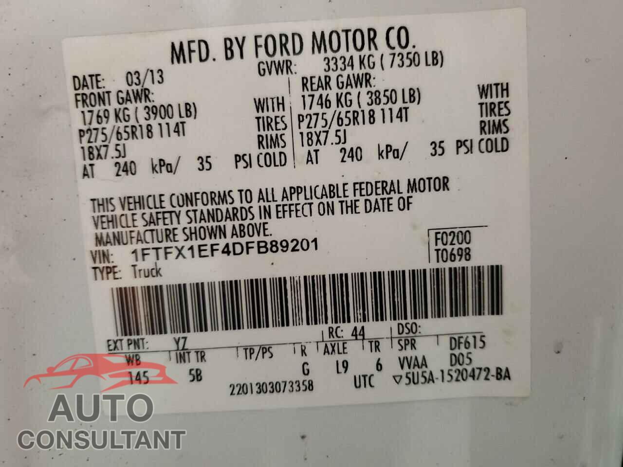 FORD F-150 2013 - 1FTFX1EF4DFB89201