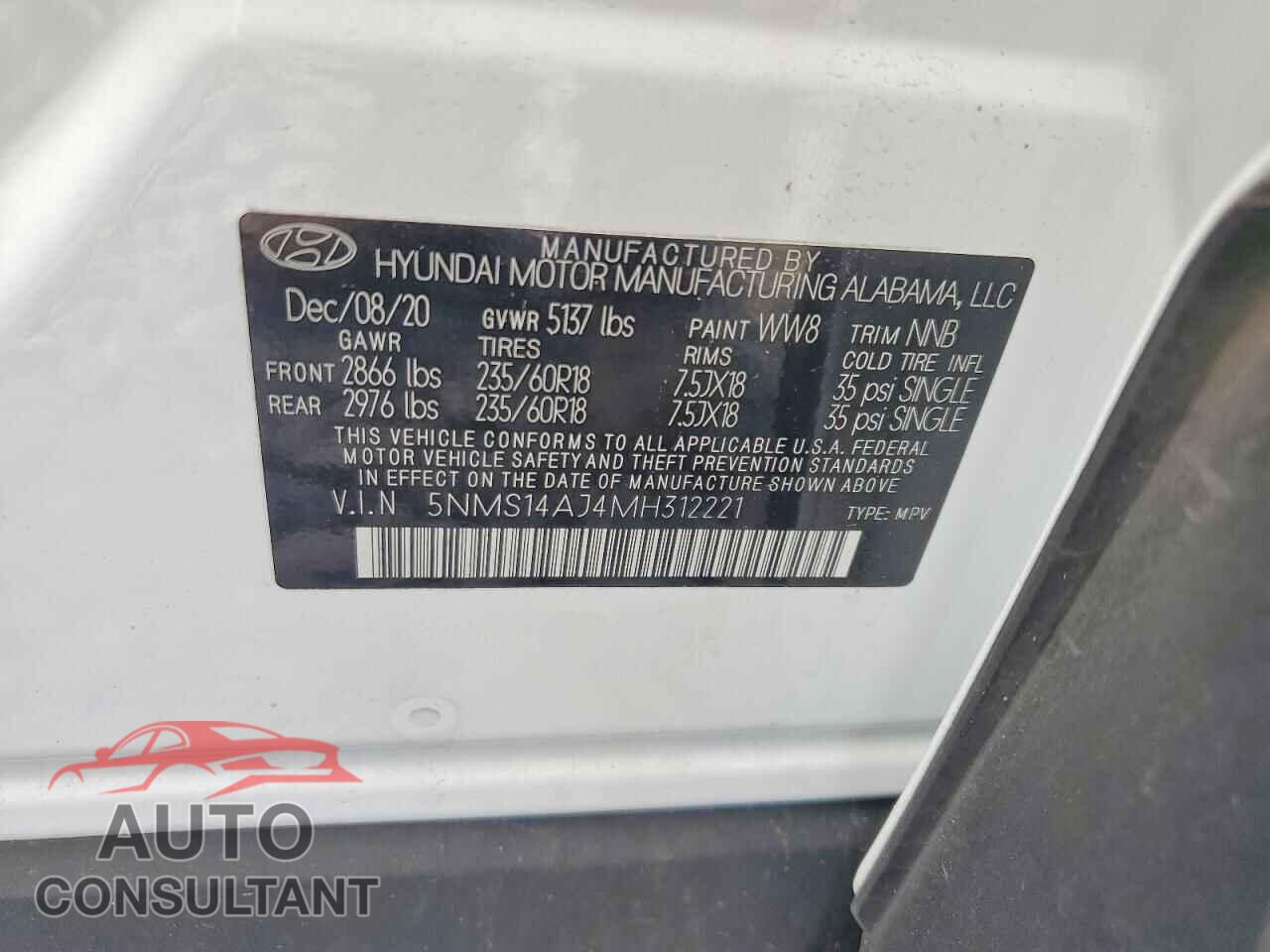 HYUNDAI SANTA FE 2021 - 5NMS14AJ4MH312221