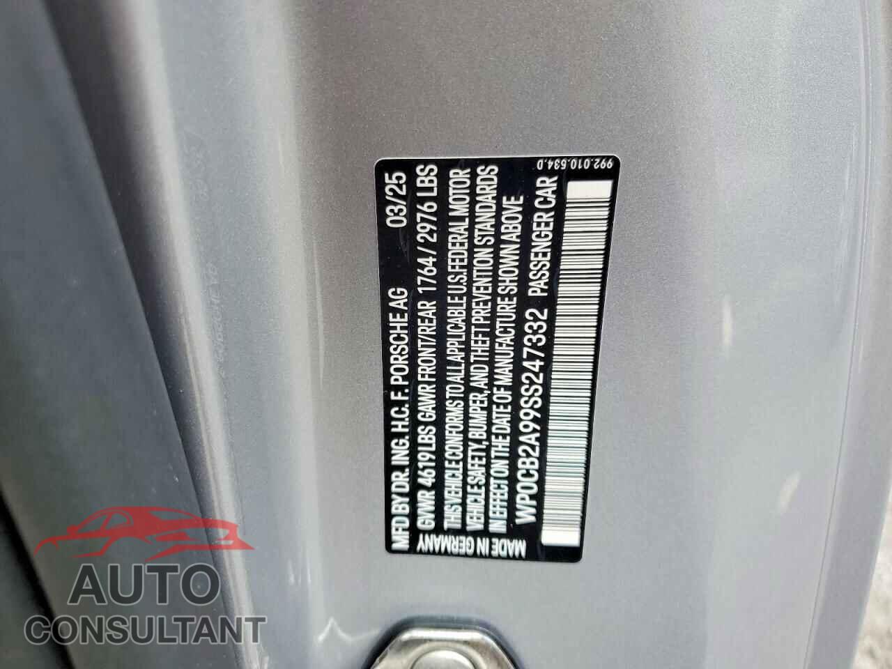 PORSCHE 911 2025 - WP0CB2A99SS247332