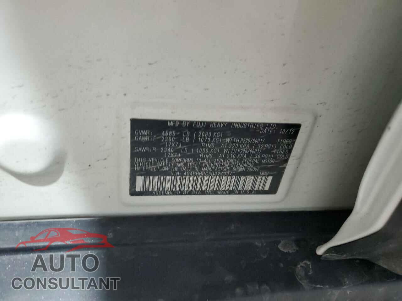 SUBARU OUTBACK 2013 - 4S4BRBPC6D3243371