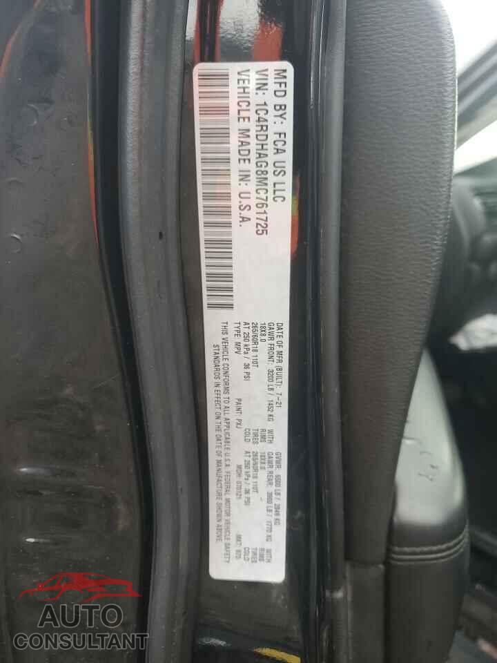 DODGE DURANGO 2021 - 1C4RDHAG8MC761725