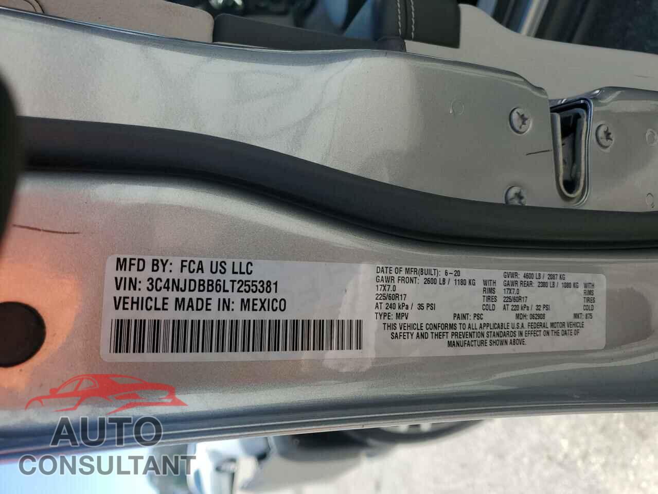 JEEP COMPASS 2020 - 3C4NJDBB6LT255381